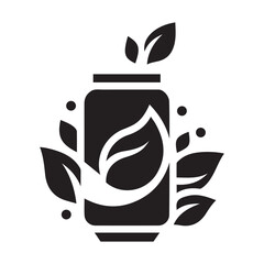 Soda Can With Leaf Vector Illustration