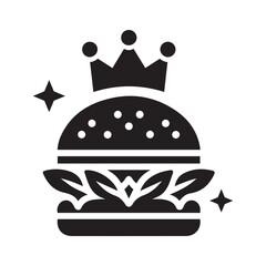 Burger And Crown Logo Icon Silhouette Vector Illustration
