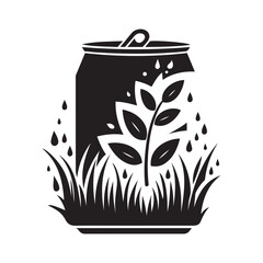 Grass And Leaf Design Soda Can Vector Illustration