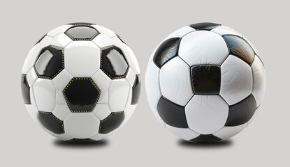 Two new soccer balls on transparent background. Football.