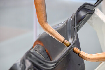 The automotive parts spot welding process by robotic system.