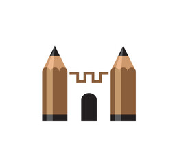 Creative Home Pencils Logo, Pen Columns Vector Symbol icon 