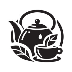 Kettle With Cup Icon Vector Art