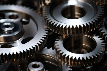 Intricate Metal Gears in Close-Up View