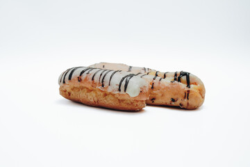Eclairs glazed. Chocolate eclairs isolated on white background