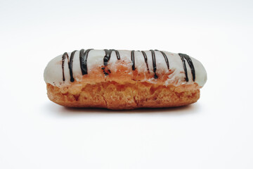Eclairs glazed. Chocolate eclairs isolated on white background
