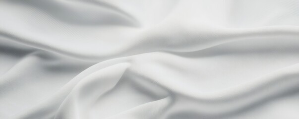 Obraz premium Flowing white fabric with soft folds, showcasing a minimalist style and delicate texture, ideal for highlighting fabric quality.