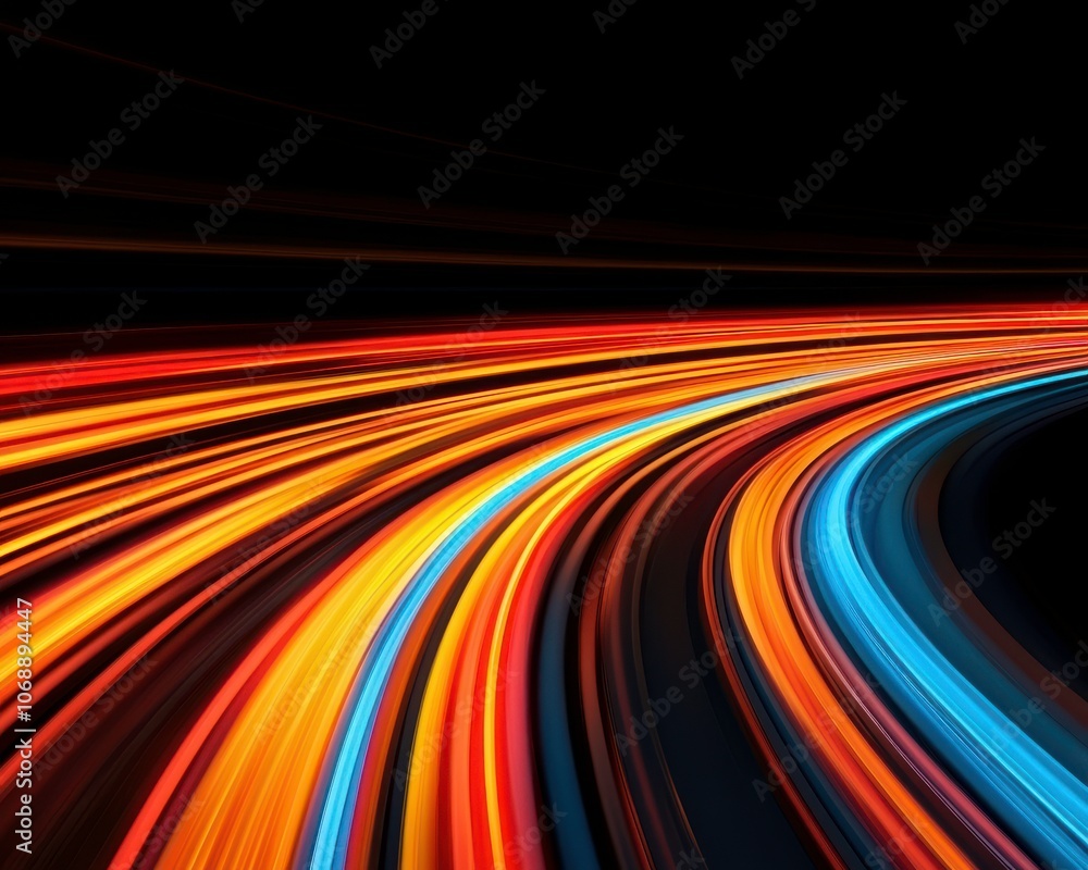 Aufkleber a vibrant, colorful display of blurred, flowing lights creating dynamic patterns against a dark back