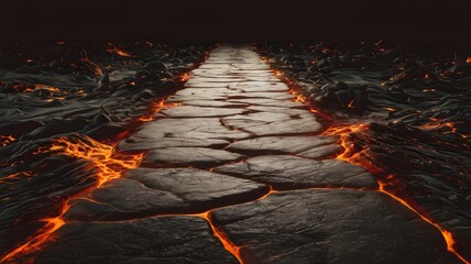 Hot Burning Glowing Lava Road to Hell Illustration