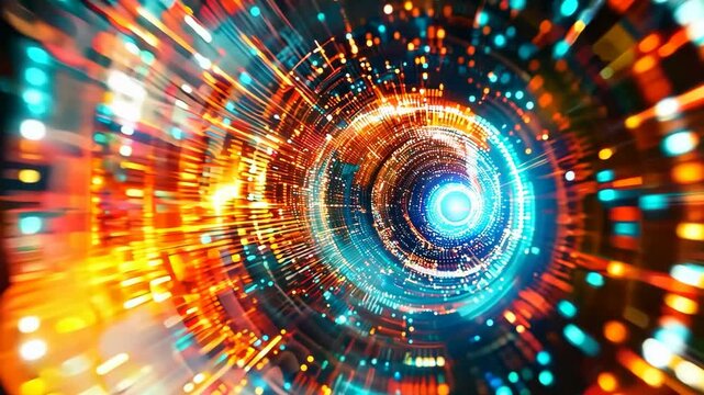 A mesmerizing digital pattern radiating vibrant colors, representing technology, innovation, and interconnectedness.