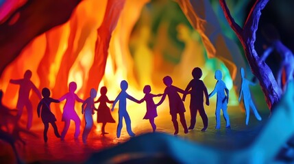 Colorful Paper Figures Representing Unity and Diversity