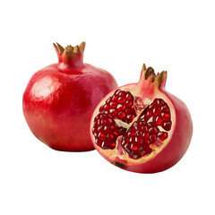 Fresh delicious pomegranate fruit isolated on a transparent background by AI generative