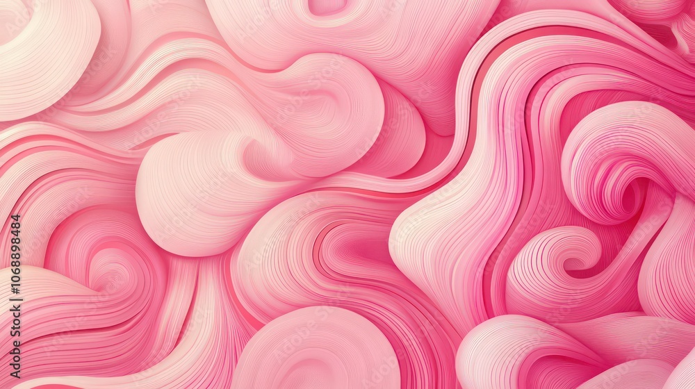 Poster a pink decorative design with a wavy shape dimension