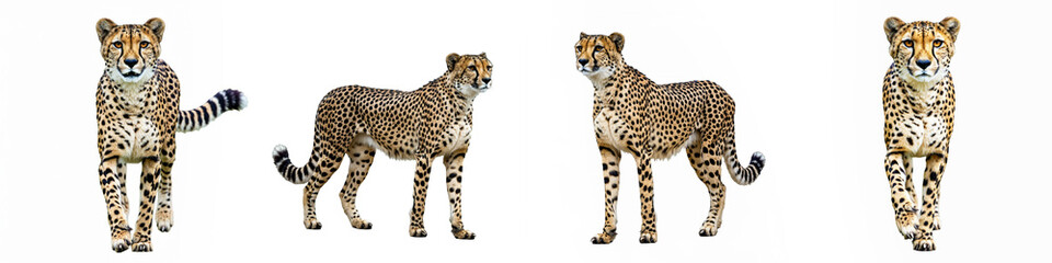 Cheetah Wild Life Animal Set, Isolated on A White Background