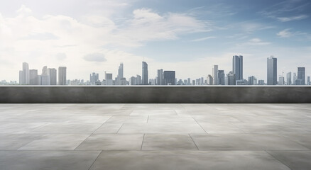 Modern City Skyline from Rooftop Terrace