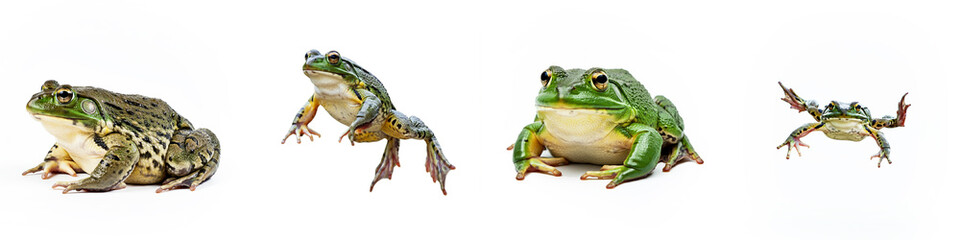 Obraz premium Jumping Frog Wild Life Animal Set, Isolated on A White Background