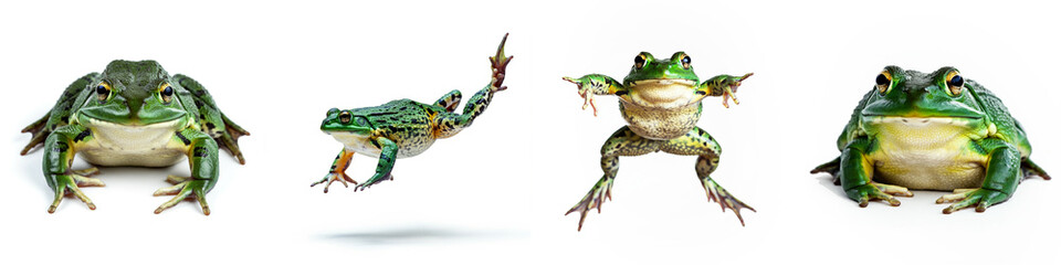 Obraz premium Jumping Frog Wild Life Animal Set, Isolated on A White Background