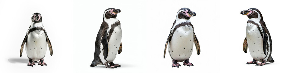 Fototapeta premium Penguin Wild Life Animal Set, Isolated on A White Background