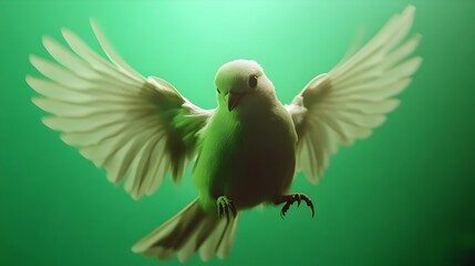 Obraz premium Portrait of a Bird on a green background in the studio. Bird with green screen, chroma screen background image. Bird Studio photo, image. Concept for animal, zoology and capture for adverb. and banner