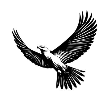 soaring black and white eagle clip art preview