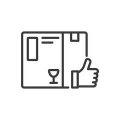 Success delivery like, icon in line design. Success, delivery, achievement, completed, shipping, package, arrived on white background vector. Success delivery like editable stroke icon