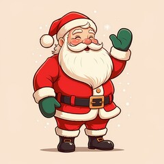 Christmas theme illustration santa claus waving his hand  
