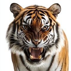 Fototapeta premium Fierce Tiger Displaying Powerful Roar and Intimidation