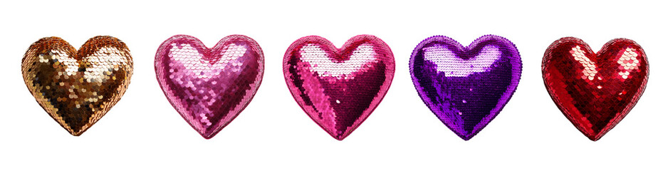 Set of sequined decorative heart.