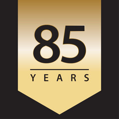 85 years tag golden gradient for celebration, events, anniversary