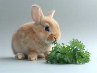 Adorable Bunny Enjoying Fresh Greens