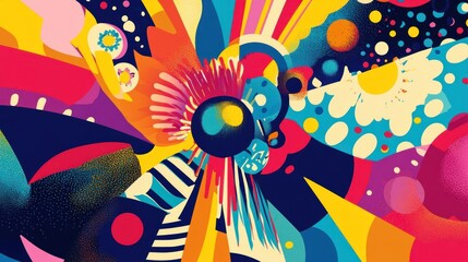 Abstract colorful geometric pattern with a burst of color in the center.