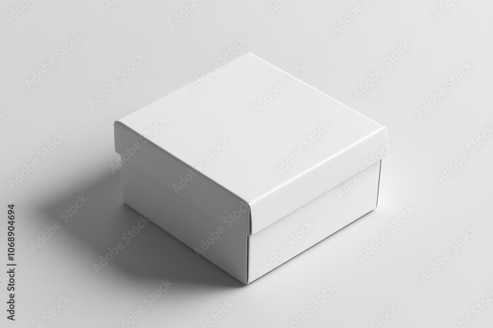 Poster A simple white box with a lid closed. This is a blank template for product packaging design or mockup. 