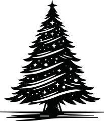 Christmas tree with ornaments vector illustration.
