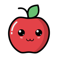 Kawaii apple with cute emotional face illustration. Kawaii fruit with emotional face