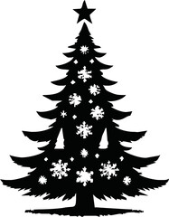Christmas tree with ornaments vector illustration.