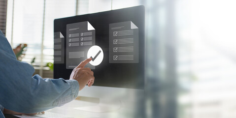 businessman Digital Task and Checklist Interface with Focus on User Interaction, Productivity, Data Optimization, and Corporate Performance through Smart Goal Management