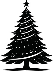 Christmas tree with ornaments vector illustration.