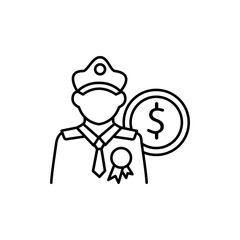 Loans for veterans linear icon. Credit for military man. Money for people who served in forces. Thin line illustration. Contour symbol. Vector isolated outline. Editable stroke