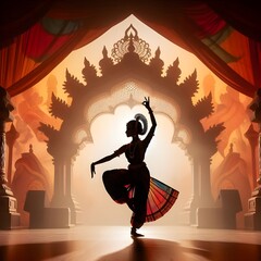 silhouette of a woman performing a classical dance pose