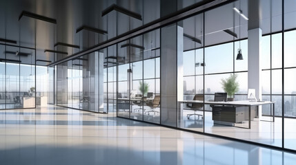 Sleek Modern Corporate Office Interior With City View