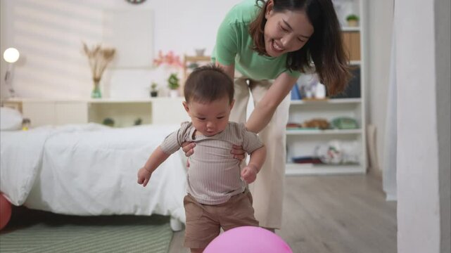A moment of love between mother and child before going to bed