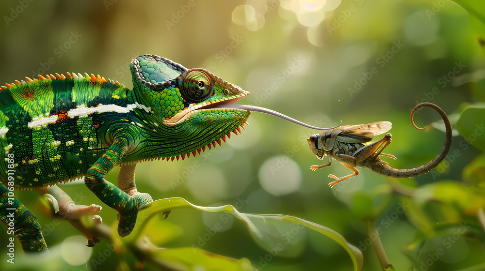 Poster lizard on a branch generated ai