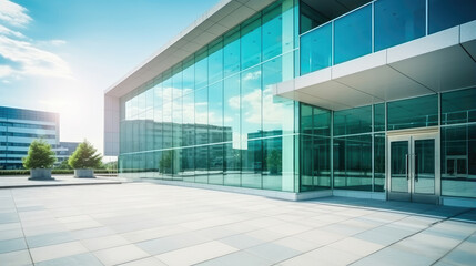 Sleek Modern Corporate Building Under Clear Blue Sky