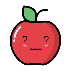 Kawaii apple with cute emotional face illustration. Kawaii fruit with emotional face
