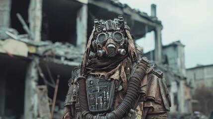Resilient Post-Apocalyptic Scavenger in Dieselpunk World