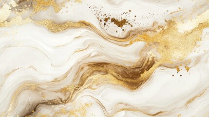 Seamless marble pattern with abstract golden waves handmade surface featuring acrylic painting on canvas