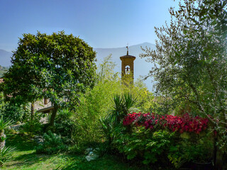 View of the church tower of Musio.