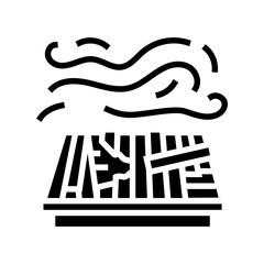 damaged roof hurricane disaster glyph icon vector. damaged roof hurricane disaster sign. isolated symbol illustration