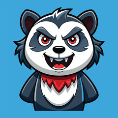Mascot Panda Face Sharp Teeth Glaring Eyes Vector Illustration Art for Wildlife and Branding