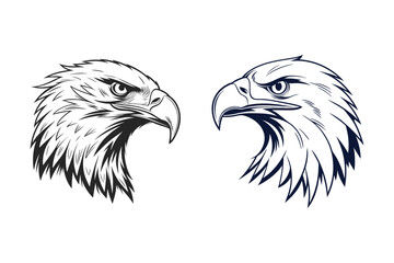 2 Sets of Eagle Face Icon Vector Illustration Art 